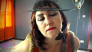 Red-haired witch in sexy suit