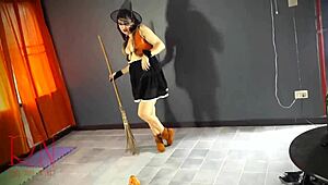 Red-haired witch in sexy suit