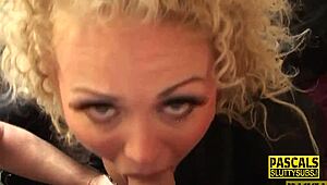 Real Busty Milf Sub Sucks Cock With Deepthroat.