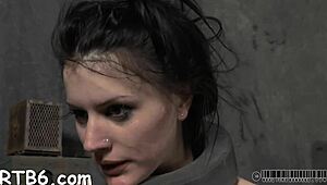 leather pet's mask comes off during rough bondage game