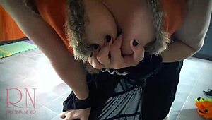 Red-haired witch in sexy suit