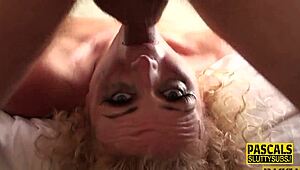 Real Busty Milf Sub Sucks Cock With Deepthroat.