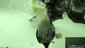 Japanese girl stomps noodles in shoes, teasing ass fetish