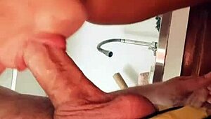 Egyptian wife surprises friend in kitchen with monster cock blowjob and cumshot