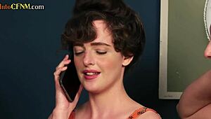 those busty british cfnm mistresses are jerking off the submissive in their group