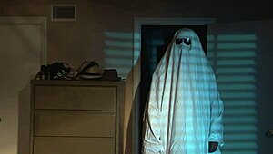 halloween sexy nued girl on bed with hairy boobs