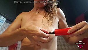 Hot Milf Pulls Balloon Through Extreme Stretched Nipples