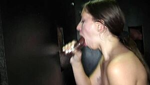 Gloryhole Secrets: Kourtney Sucks Big Cock and Swallows Cum in Mouth