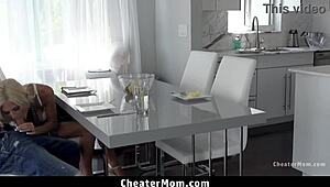 Stepmother with big breast cannot stop thinking about having sex with stepson and getting caught.
