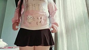 Petite Teen Hana Lily Bounces Big Ass and Tight Pussy in Solo Play