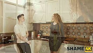 Shame4k Redhead with Curly Hair Sucks and Satisfies New Neighbor