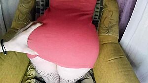 Hard spanking teen stepsister's big ass and tight pussy in pantyhose and short dress