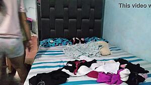 Stepson helps stepmother to pleasure herself by touching her pussy and sucking her cock.