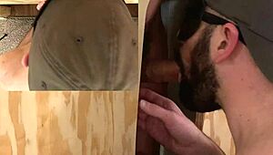 This guy found a unique gloryhole spot for deepthroat and cum swallowing