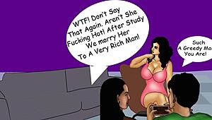 step-brother helping step-sisters with comic study