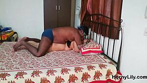 Mature Desi Bhabhi gets rough painful fucking with husband, swallowing cum after pussy action