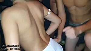 A married milf Dany Hot takes on 7 guys in wild gangbang.