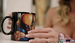 hot stepmom cory chase having coffee with stepson before things heat up.