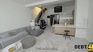 debt4k turns into intense drilling with a shaved czech babe in black stockings pov.