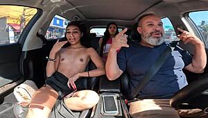 milena tavares, young latina, hops in for car fun
