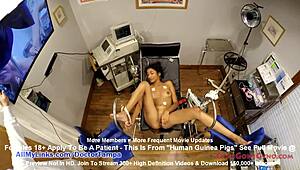 Miss Mars as Guinea Pig for Doctor Tampa's E-Stim Tests