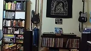 Blonde Milf Strips in Black Skirt and Heels