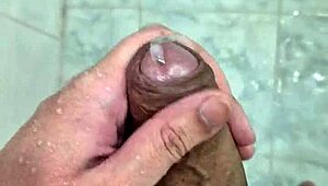 Brazilian Twink Jerking Off in Shower Until Cumming