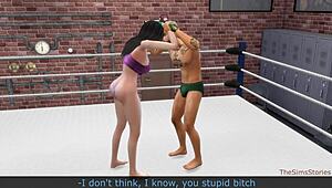 Sex wrestling match turns into rough banging with intense domination