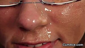 hot stunner gulps jizz on face blowbang?