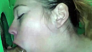 Redhead Swallows Cum at Public Porta Gloryhole Pt3