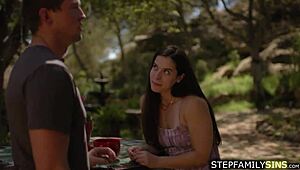 omg, stepcousins banging hard at family reunion outdoors, so wild! 😱