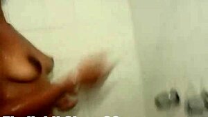 Dominican hoe lets cum drip from her pussy while showering after intense fucking