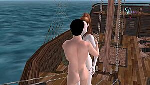 Cute Couple Having Fun In The Pirate Ship - Animated 3d Cartoon Porn