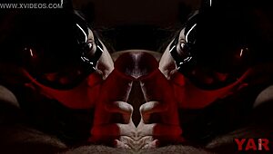 Boxing gloves challenge big cock in artistic blowjob duel