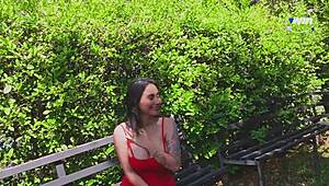 Aunt catches niece in halloween excitement. They share a big cock in surreal threesome with cum and penetration.