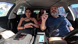 milena tavares, young latina, hops in for car fun