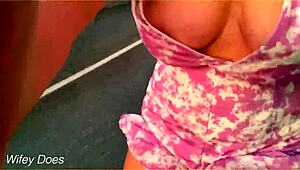 Wife Rides Bike in Public with Cleavage Flashing Dare