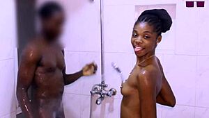 happy babe gets all the fuck in the bathroom by a shy black boy please subscribe to red