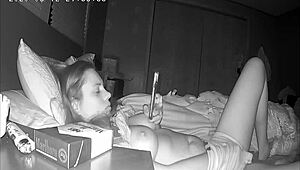 Man, this shy slut toys her pussy before bed!