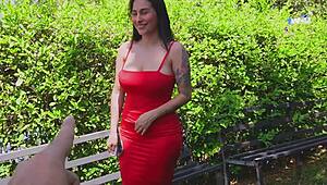 Aunt catches niece in halloween excitement. They share a big cock in surreal threesome with cum and penetration.