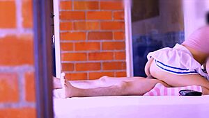 cute teen student shows seduction skills in bedroom