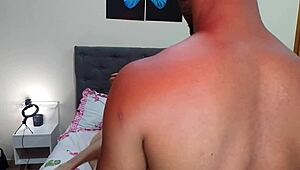 Teen foreplays with monster cock backstage.