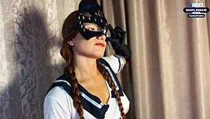 Young Girl In Sailor Moon Costume Moans While Pleasuring Man With Mouth And Pussy