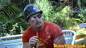 Ever wonder how vintage hunks bareback in a homosexual threeway with intense cocksucking and rimjobs?