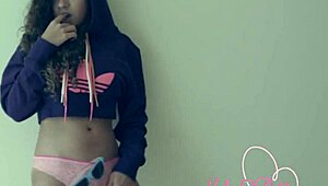 just chilling with melody, this petite 18+ mexican teen shows off her naughty side