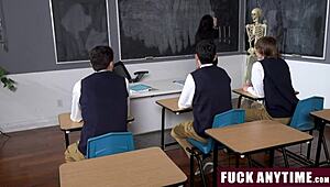 students can't wait to freeuse hot italian substitute teacher in group fucking