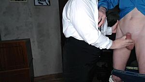 slutty secretary teases boss's monster cock in stockings.