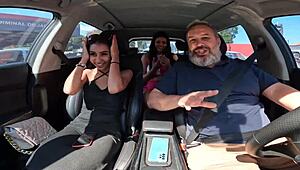 milena tavares, young latina, hops in for car fun