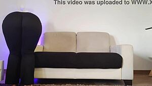 Pawg’s curvaceous figure is well captured by her tight clothing as she cleans her apartment.