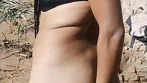 Latina prostitute enjoys double penetration and anal toys in the river